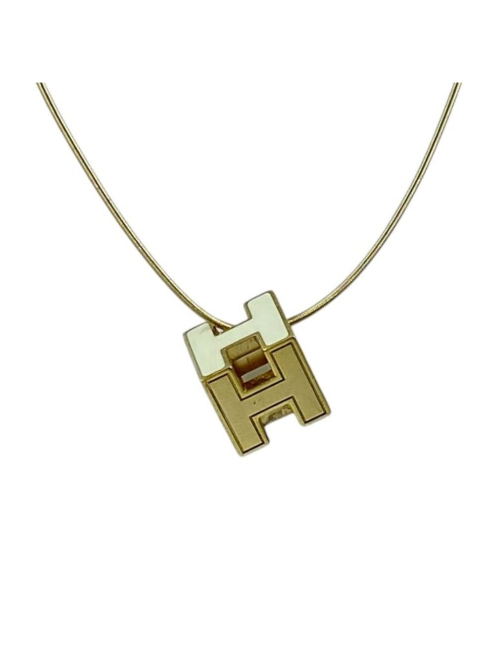 Hermes Cage d'H Cube Necklace Logo Choker Off White Gold